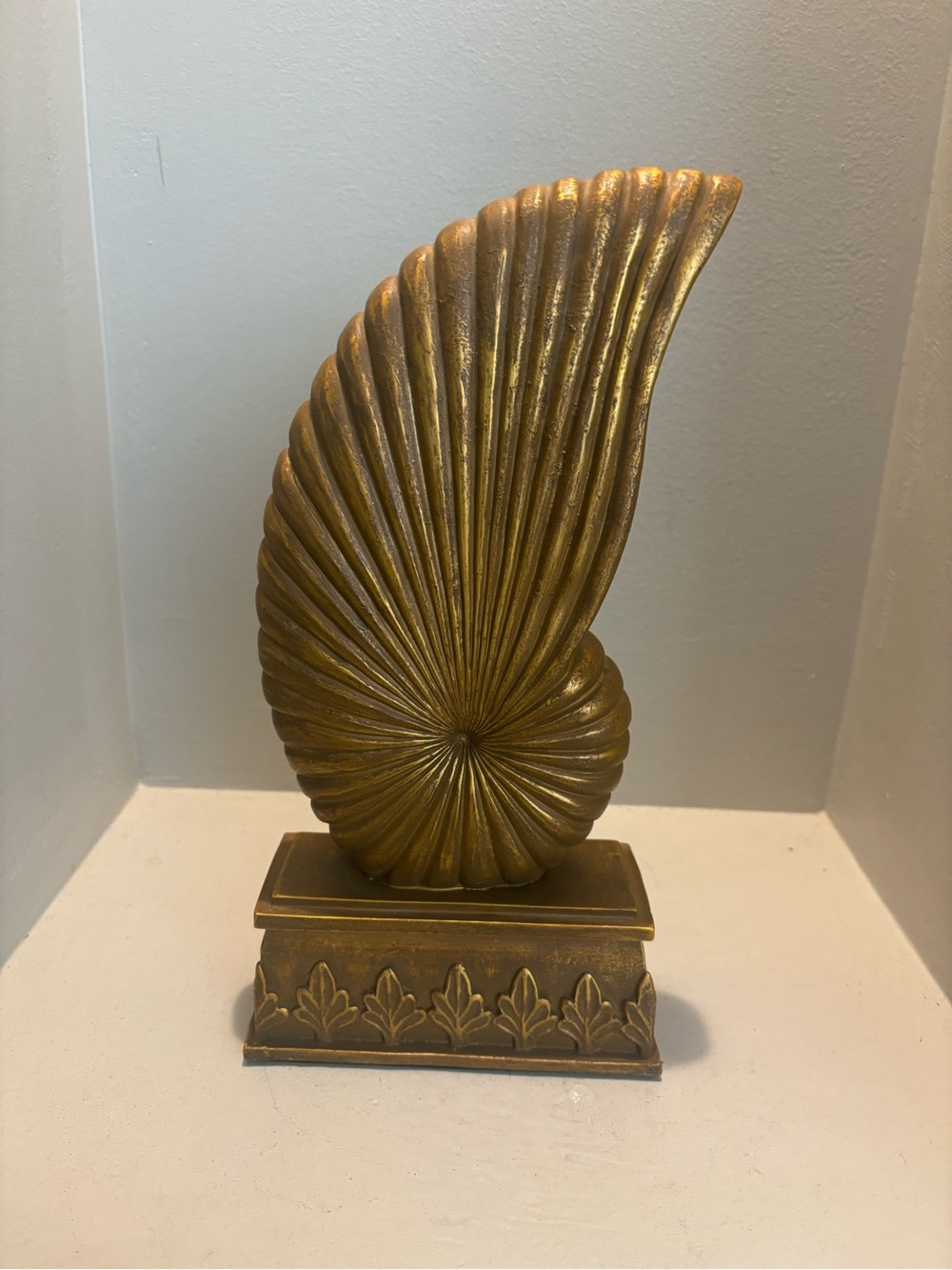 Gold Nautical Shell Sculpture Table Accent book end sea beach house sail ocean